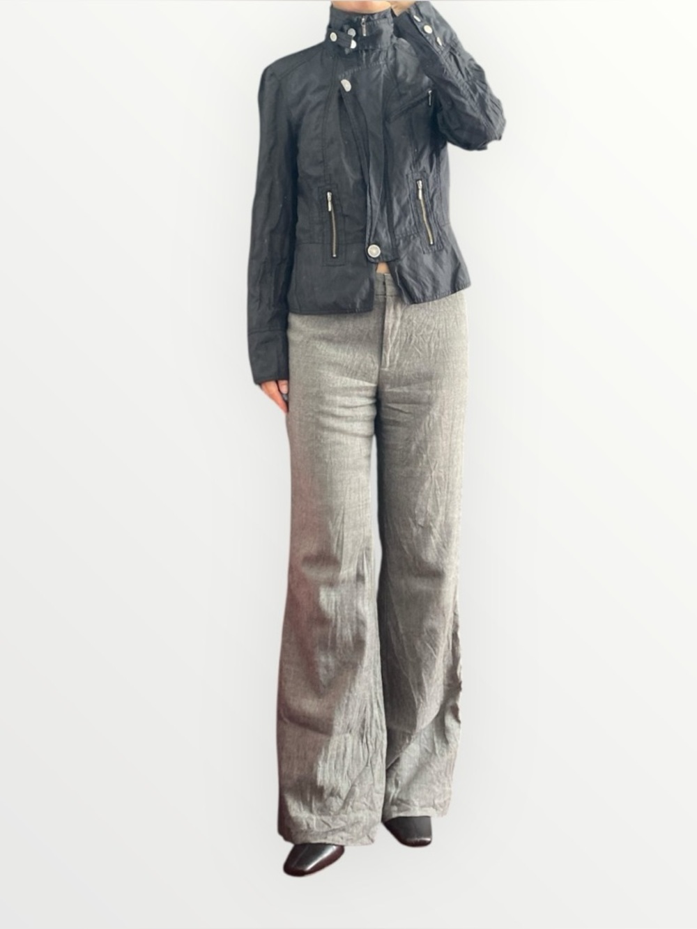 Tory Burch Wool Gray Wide Leg Pants Size 10